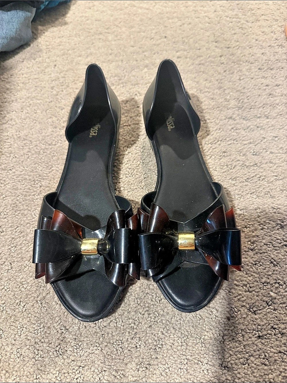 Melissa Sweet Love III Bow Jelly Sandals Black & Brown